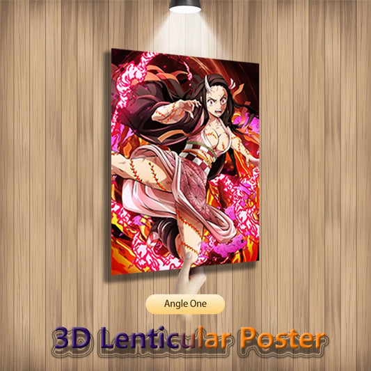 🖼️ 귀멸의 칼날 3D 입체 변환 포스터 네즈코/탄지로/젠이츠 ver.2
