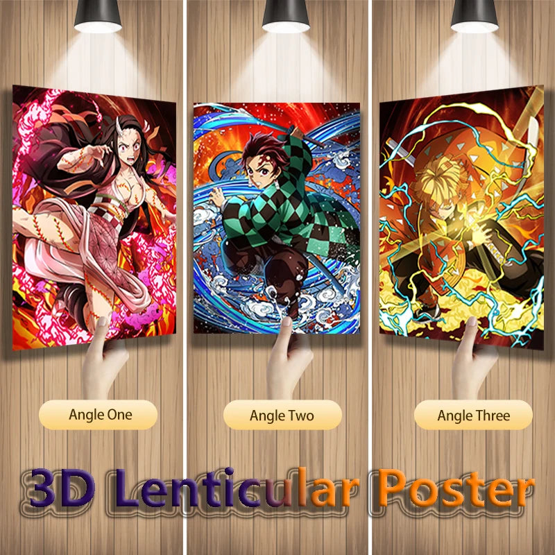 🖼️ 귀멸의 칼날 3D 입체 변환 포스터 네즈코/탄지로/젠이츠 ver.2